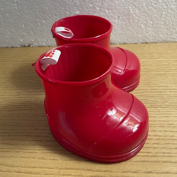 Build a Bear Workshop Red Rubber Rain Boots Superhero Shoes Shiny Wellies BABW - Picture 4 of 6